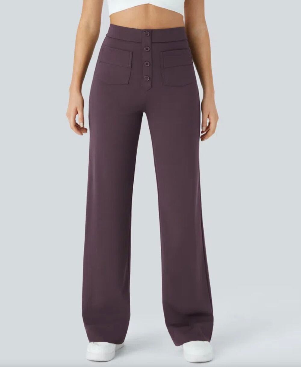 Halara DayStretch High Waisted Straight Leg Pants Womens XS Petite Purple